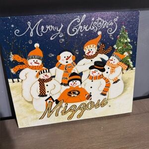 Univ of Mo tigers mizzou holiday Christmas light up decor sign snowmen CUTE